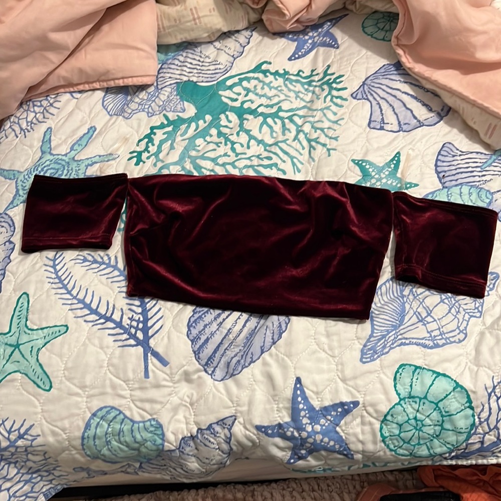 Faux Velvet off shoulder crop top